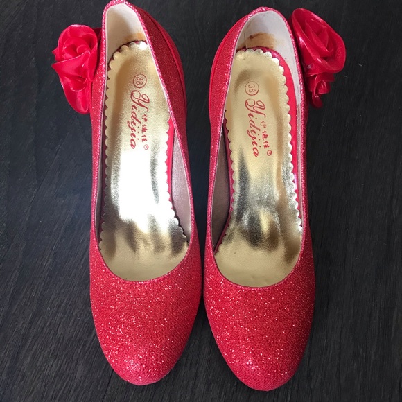 Custom-Made 3" Red Heels Shoes - Picture 2 of 10
